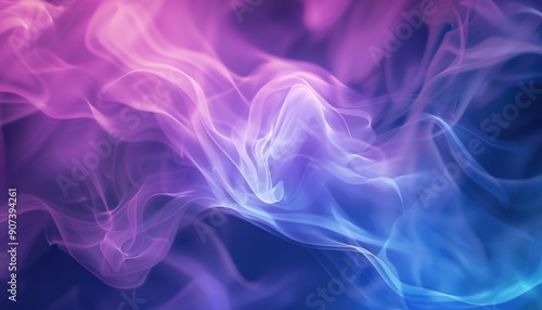 Colorful Swirls of Smoke in Purple and Blue Against a Dark Background