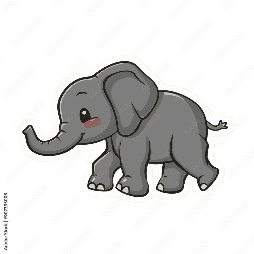 Cute Cartoon Elephant Sticker - Adorable Animal Illustration for Kids, Scrapbooking, and Decoration Cute Cartoon Elephant Sticker - Adorable Animal Illustration for Kids, Scrapbooking, and Decoration