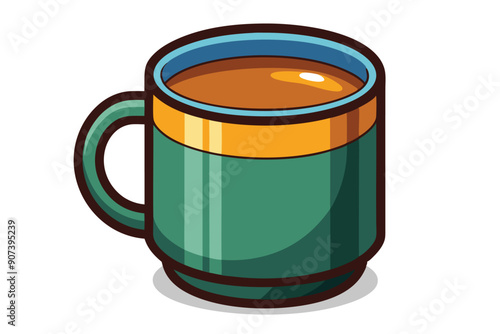 A Green Mug Filled with Brown Liquid