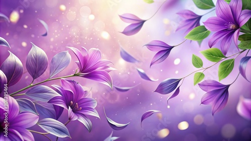 Vibrant purple petals with delicate, leaf-like shapes dance in the breeze, set against a soft, dreamy background, evoking a sense of whimsy and romance. photo