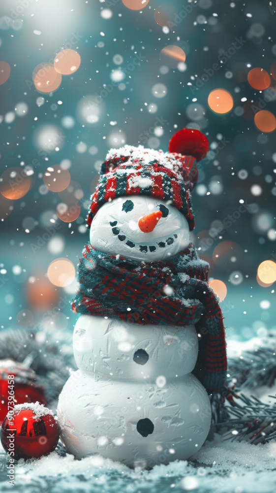 Charming Snowman in Snowfall Charming Snowman in Snowfall