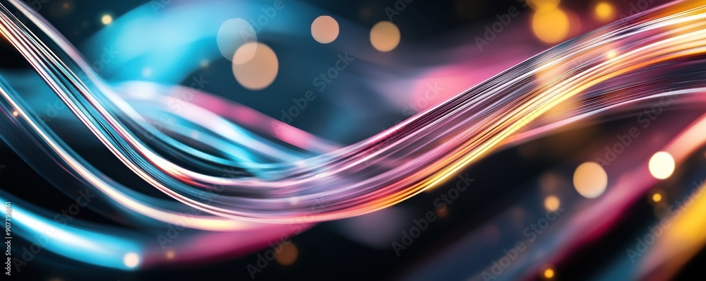 Close-up of neon light reflections creating abstract shapes, set against a minimalistic black background, ideal for illustrating problem-solving and innovative solutions