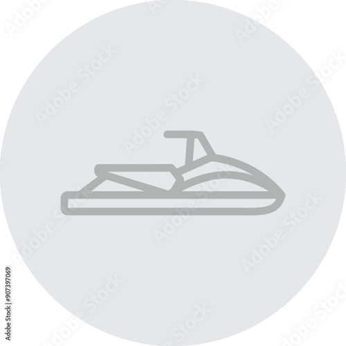 Jet ski Vector Line Grey Circle Grey