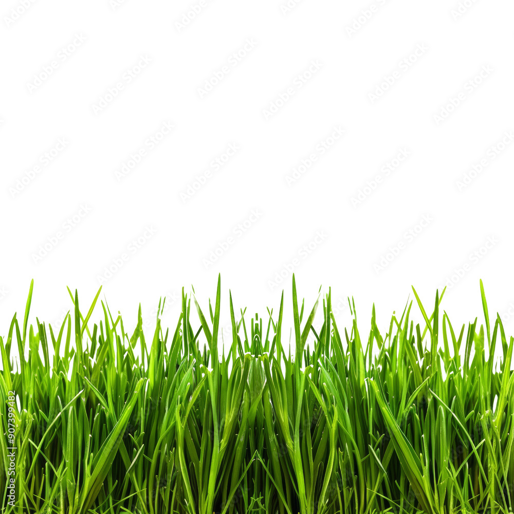 Obraz premium Lush Green Grass Blades Against Black Background - Perfect for Botanical and Nature-Themed Projects