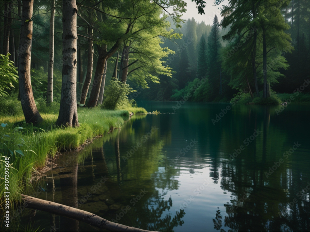 Terrence Forest with Calm Lake Terrence Forest with Calm Lake