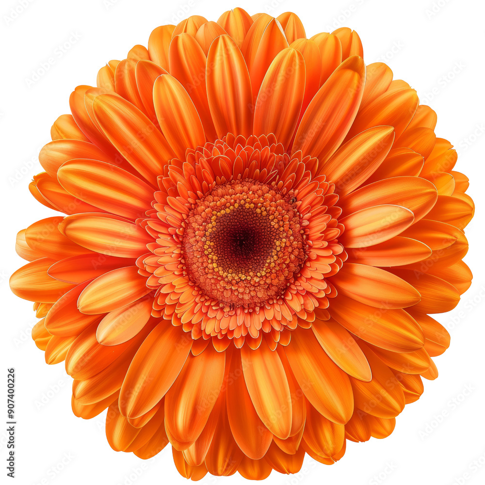 Vibrant Close-Up of an Orange Gerbera Daisy Flower with Detailed Petals and Central Disc Vibrant Close-Up of an Orange Gerbera Daisy Flower with Detailed Petals and Central Disc