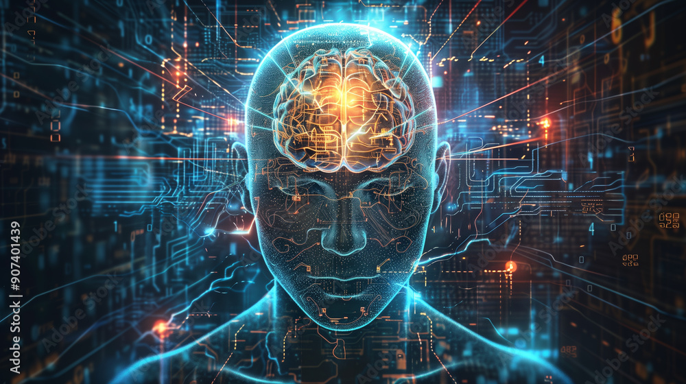Futuristic Digital Representation of Human Brain with Neural Network Futuristic Digital Representation of Human Brain with Neural Network