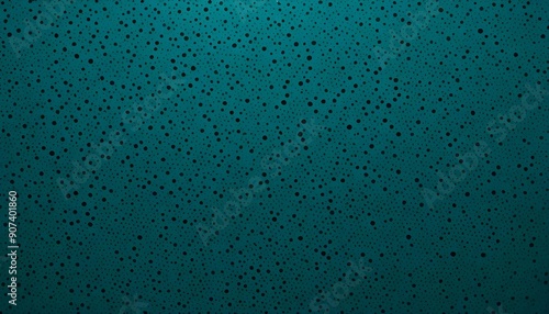 Dotwork abstract background showcasing a chaotic arrangement of black grain textures, deep teal and light grey color scheme