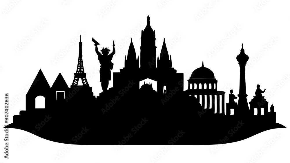 Versatile Landmark Silhouettes for Graphic Design and Branding, Landmark Silhouette Vectors for Creative Projects. Versatile Landmark Silhouettes for Graphic Design and Branding, Landmark Silhouette Vectors for Creative Projects.