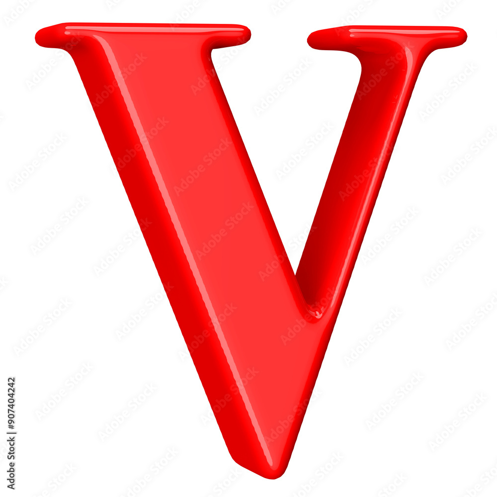 Red 3D Font Letter V Red 3D Font Letter V