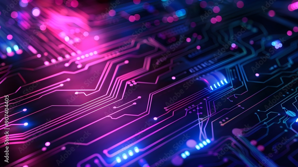 Futuristic Glowing Circuit Board Design for High-Tech Digital Background Futuristic Glowing Circuit Board Design for High-Tech Digital Background
