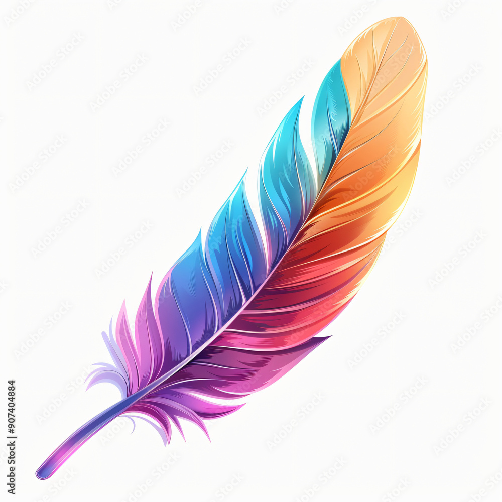 A colorful feather quill, transparent background A colorful feather quill, transparent background