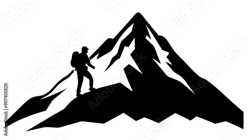 Versatile Mountain Climbing Silhouette Graphics for Sport and Fitness