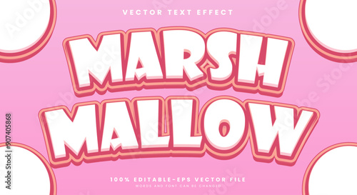 Cartoon Pink Sweet Marsh Mallow editable Text Effect suitable for soft theme template