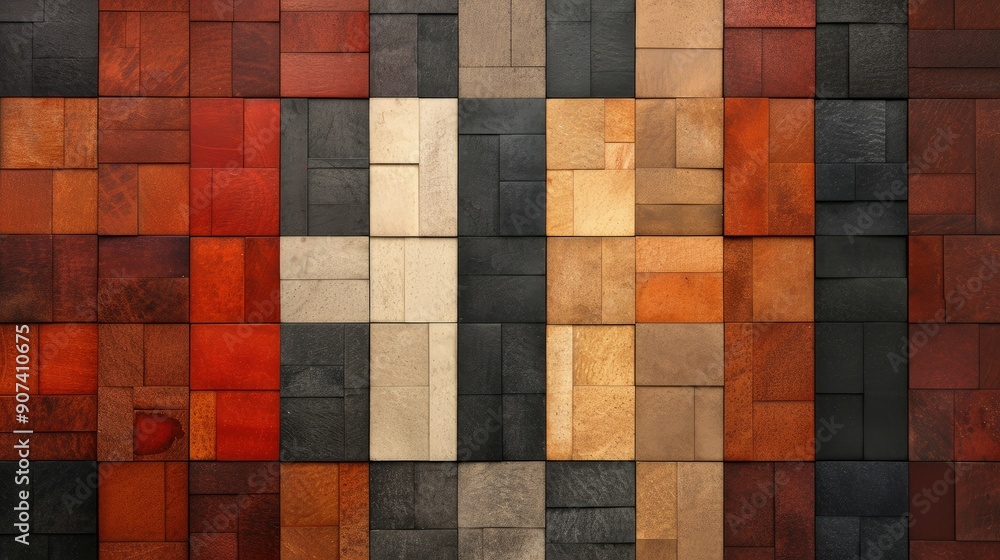 Colorful Brick Arrangement in Grid Pattern Colorful Brick Arrangement in Grid Pattern