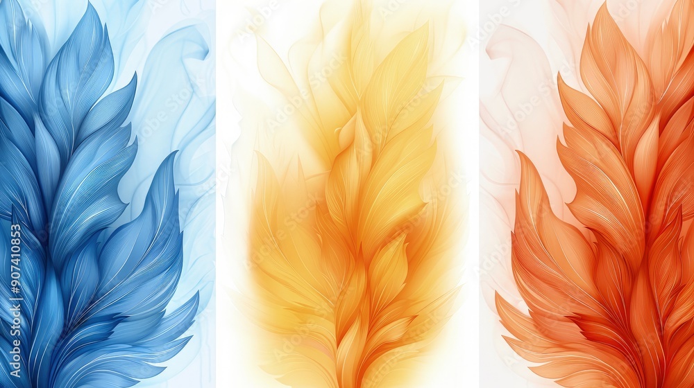 Obraz premium Symbolic Leaves Depicting Four Seasons in a Striking Artwork