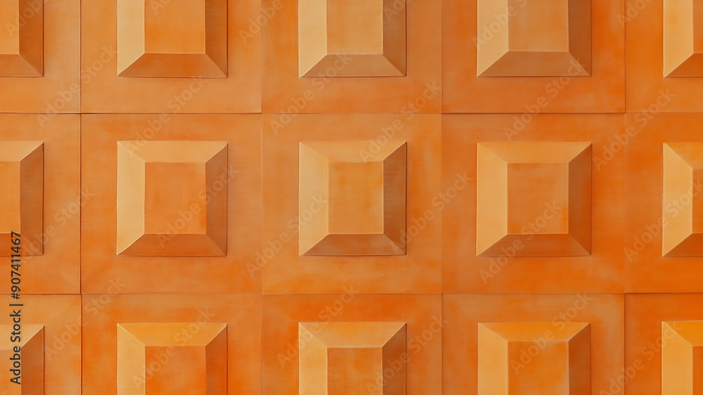 Orange wall with sqaure embossed pattern. Orange wall with sqaure embossed pattern.