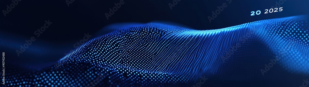 Abstract 2025 Happy New Year digital web banner template in futuristic glowing polygonal style on dark blue background.illustration Abstract 2025 Happy New Year digital web banner template in futuristic glowing polygonal style on dark blue background.illustration