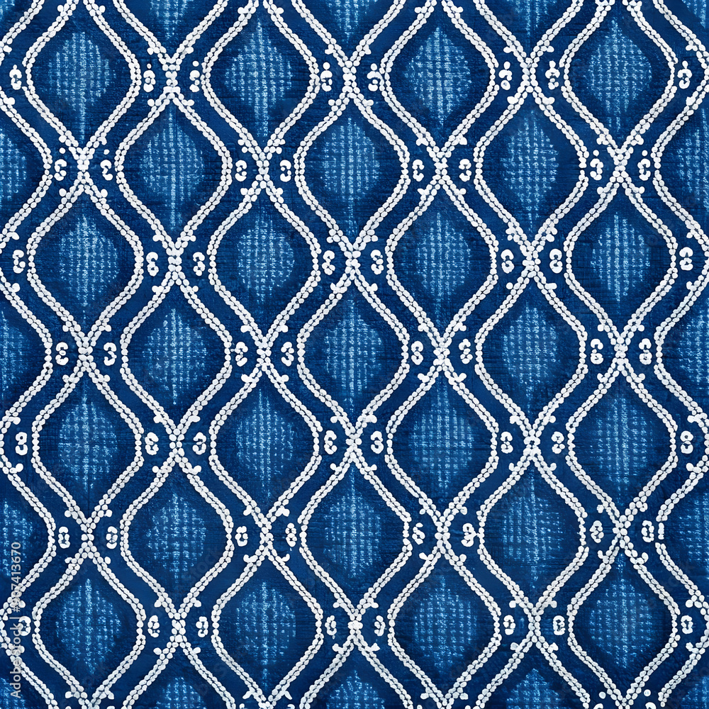 Naklejka premium navy blue patterned fabric texture or background