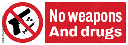 ISO prohibition safety signs_no weapons and drugs landscape tex variation_no guns permitted size 1/2 a4/a3/a2/a1	
