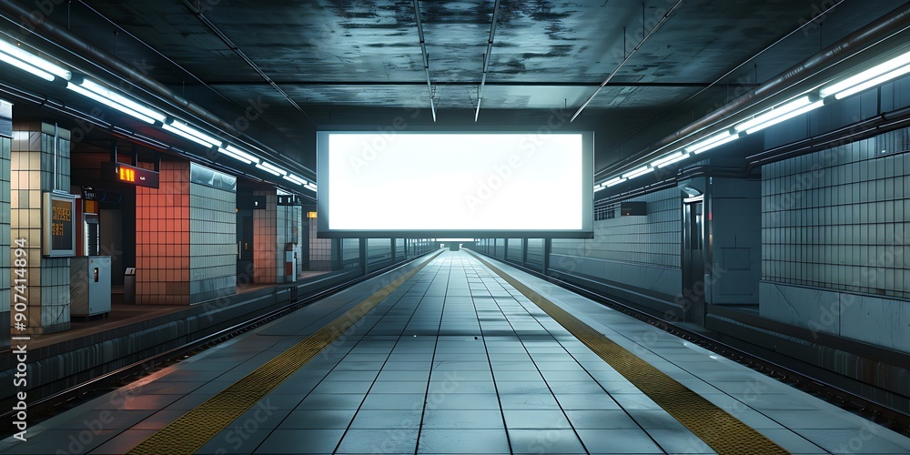 White mockup billboard in subway station White mockup billboard in subway station