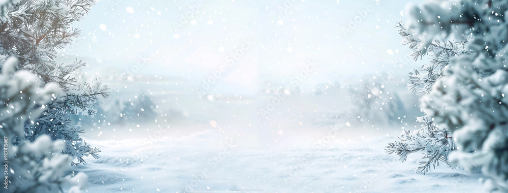 Empty panoramic winter background with copy space. Empty panoramic winter background with copy space.