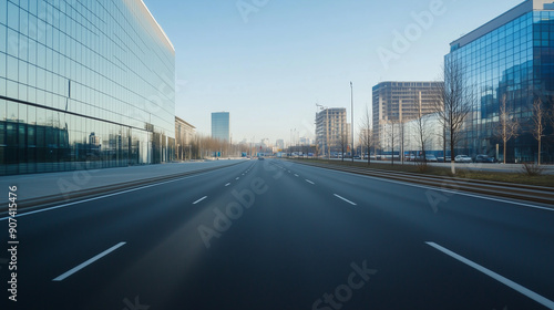 Empty city center road