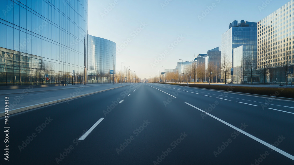 Fototapeta premium Empty city center road