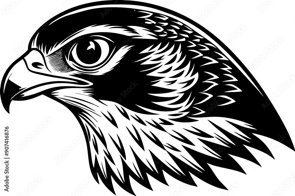 Obraz premium falcon head vector silhouette, eagle head icon