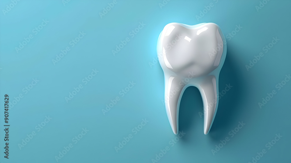 Healthy White Tooth on Blue Background Healthy White Tooth on Blue Background
