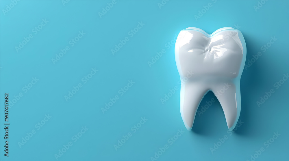 Healthy White Tooth on Blue Background Healthy White Tooth on Blue Background