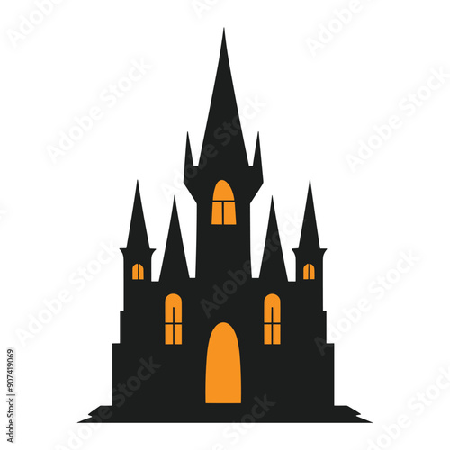 Gothic Haunted House Silhouette Vector - Halloween Art Design