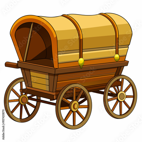 old wooden wagon carriage vector illustration