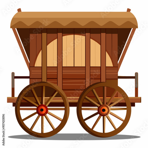 old wooden wagon carriage vector illustration