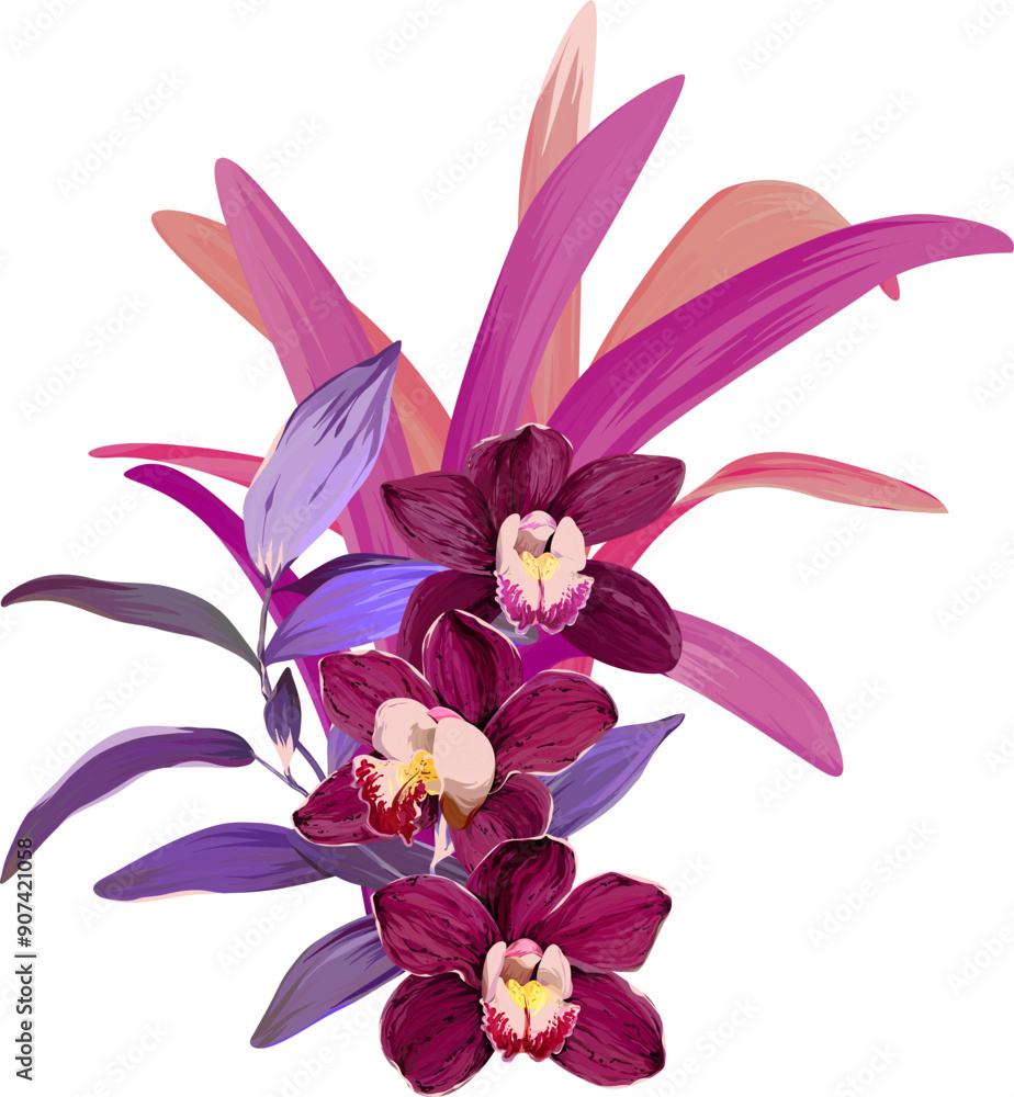 Bouquet of tropical flowers. Exotic, paradise flowers. Hawaiian bouquet Bouquet of tropical flowers. Exotic, paradise flowers. Hawaiian bouquet