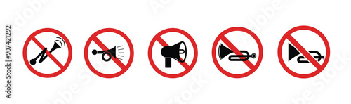 Horn stop sign icon set vector  illustration