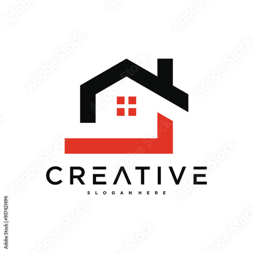 Architectural building creative logo concept, house logo design, home construction logo. Premium Vector