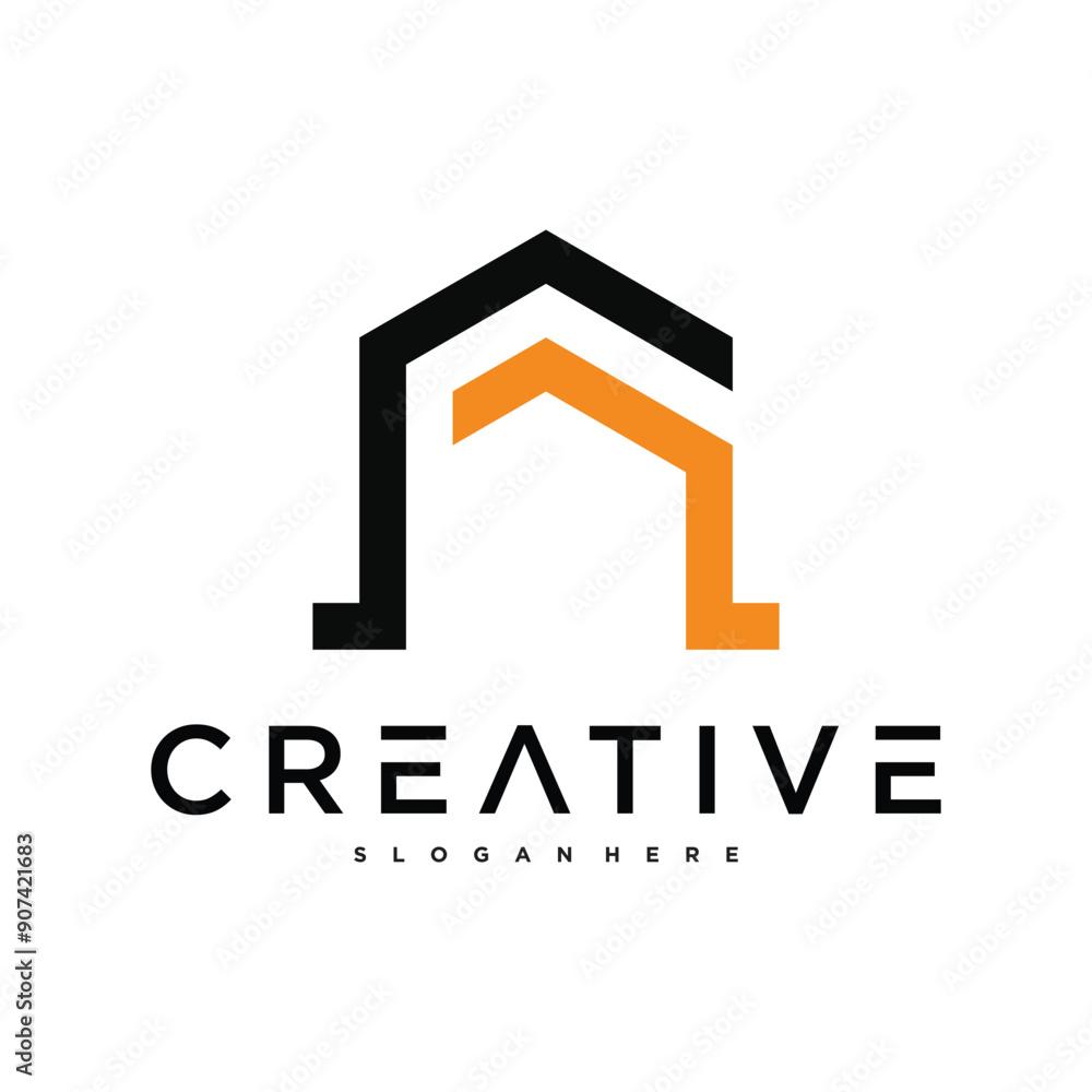 Fototapeta premium Architectural building creative logo concept, house logo design, home construction logo. Premium Vector