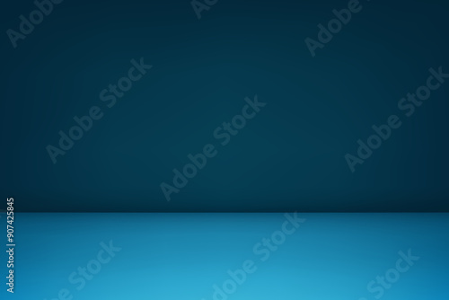 Dark blue Studio background. Space for selling products on the website. Blue Background Empty Room Studio with table. Vector illustration.