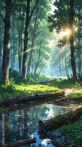 bialowieza forest polandbelarus natural wonders around the world morning view anime photo