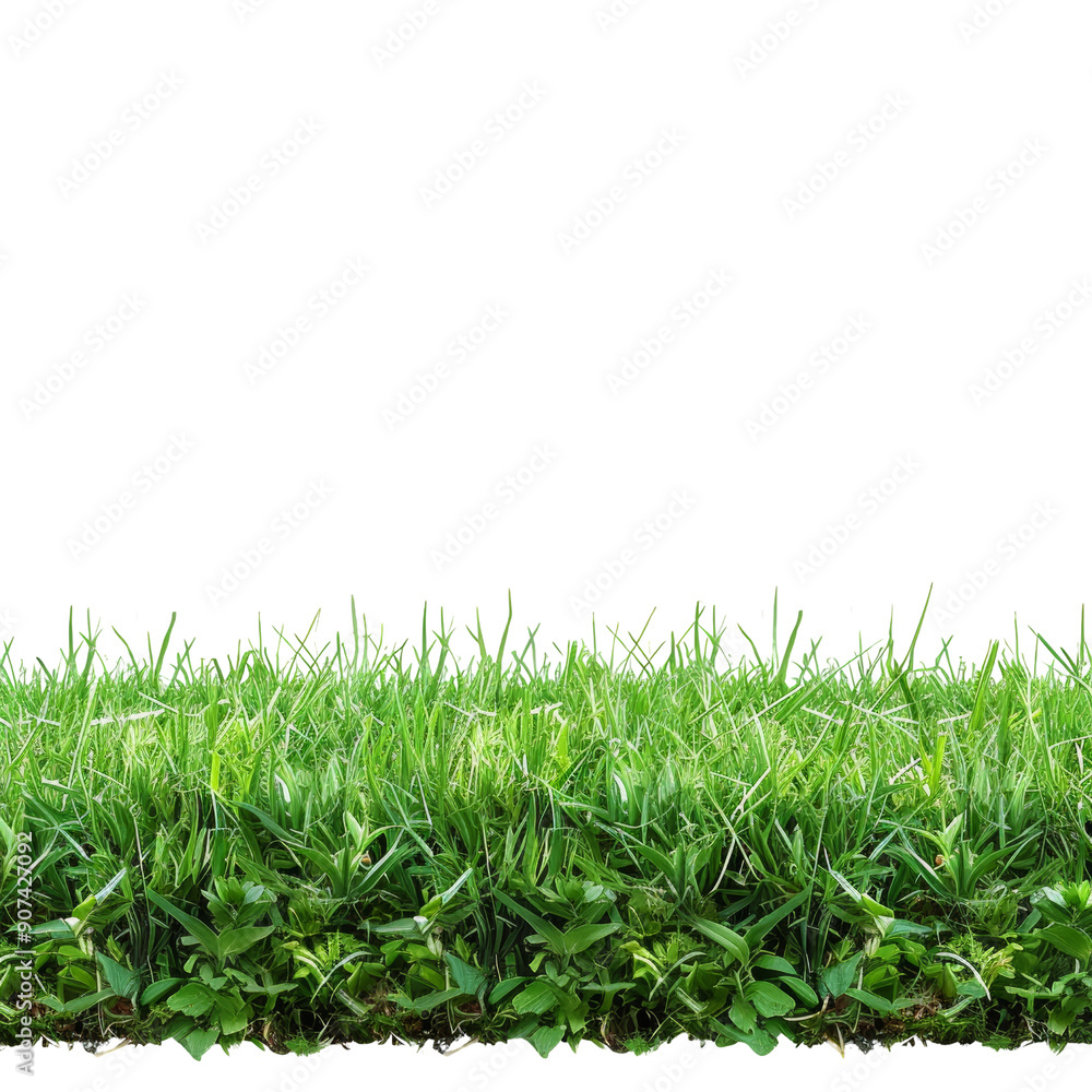 Fototapeta premium Lush Green Grass with Fresh Vegetation Isolated on Black Background for Nature and Landscaping Themes