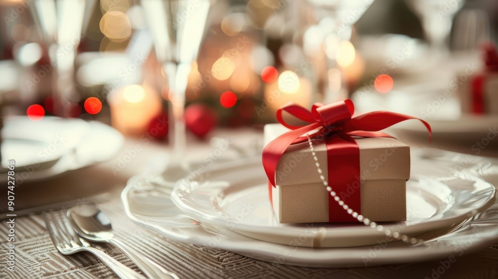 festive table setting with gift boxes as centerpieces setting mood special occasion festive table setting with gift boxes as centerpieces setting mood special occasion