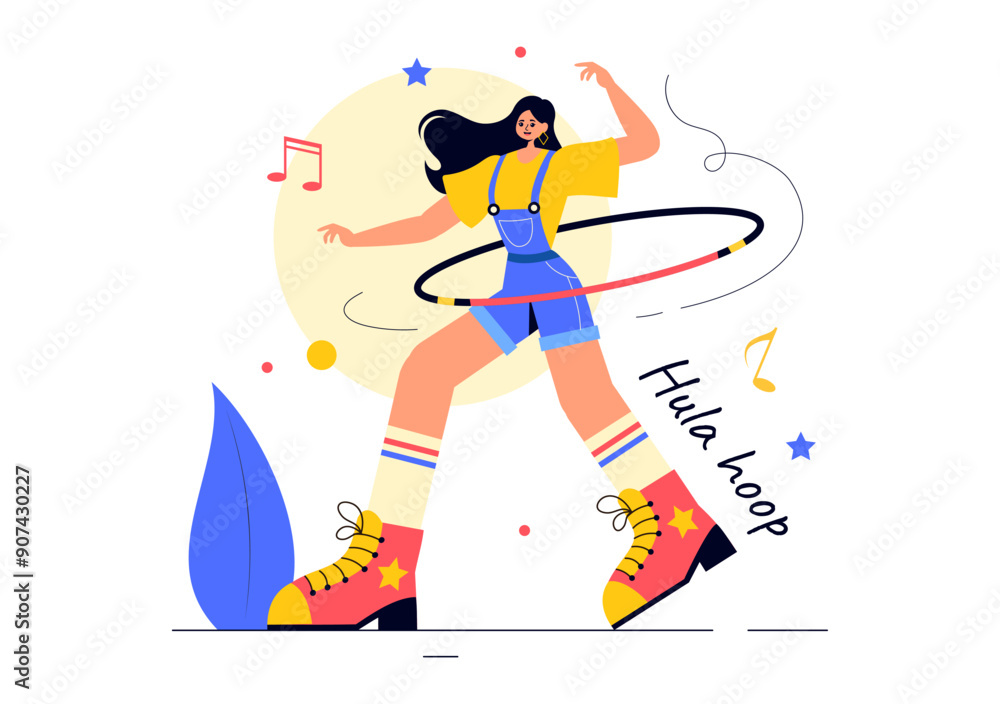 Hula Hoop Vector Illustration with People Exercising and Playing Hula Hoops, Engaged in Fitness Training Activities in a Flat Style Cartoon Background Hula Hoop Vector Illustration with People Exercising and Playing Hula Hoops, Engaged in Fitness Training Activities in a Flat Style Cartoon Background