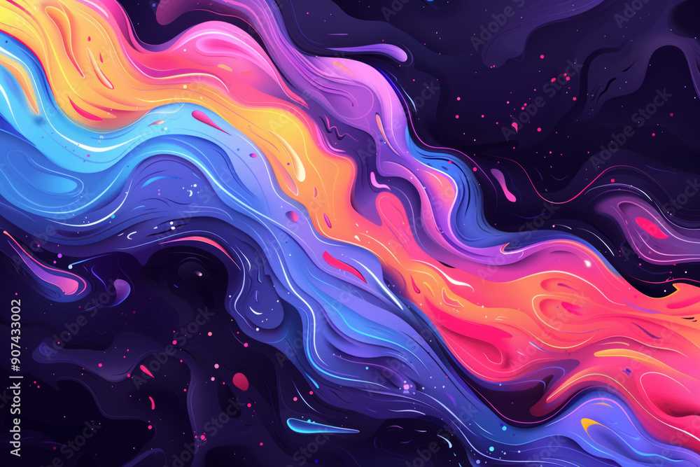 Vibrant abstract swirls of color flowing through a dark background Vibrant abstract swirls of color flowing through a dark background