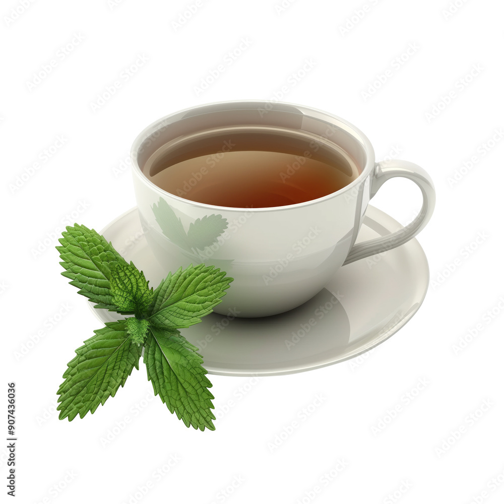 Mint Flavor Tea 3d icon, on isolated transparent background Mint Flavor Tea 3d icon, on isolated transparent background