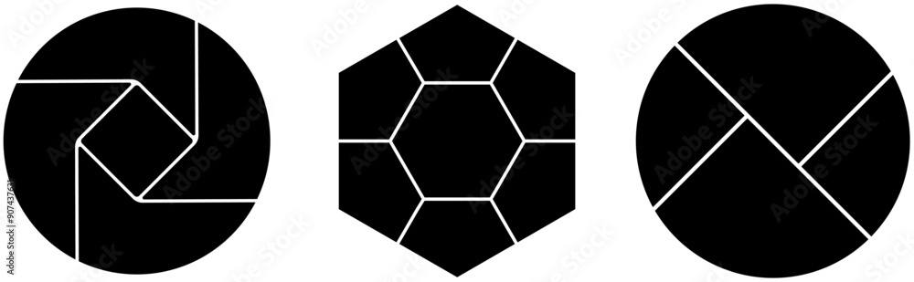 Ornament, pattern of circle, rectangle and black background set , empty ...