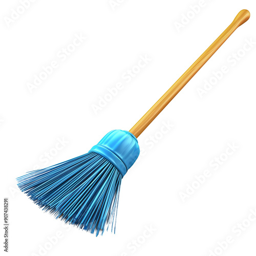 Broom 3d icon, on isolated transparent background