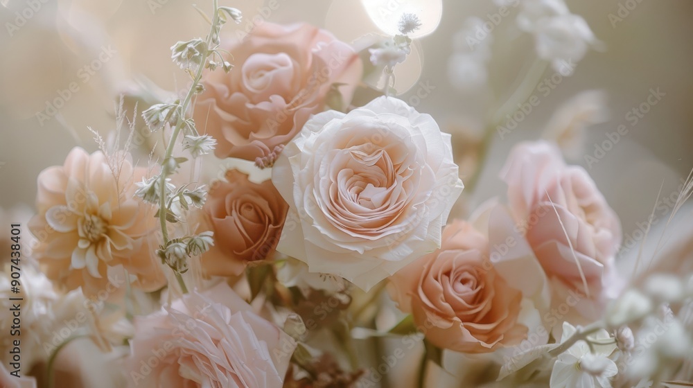 Fototapeta premium Subtle wedding tones with a soft gradient, creating a serene and elegant appearance.