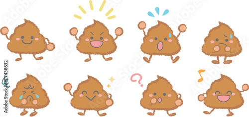 いろんな表情の 茶色うんち キャラクターセット