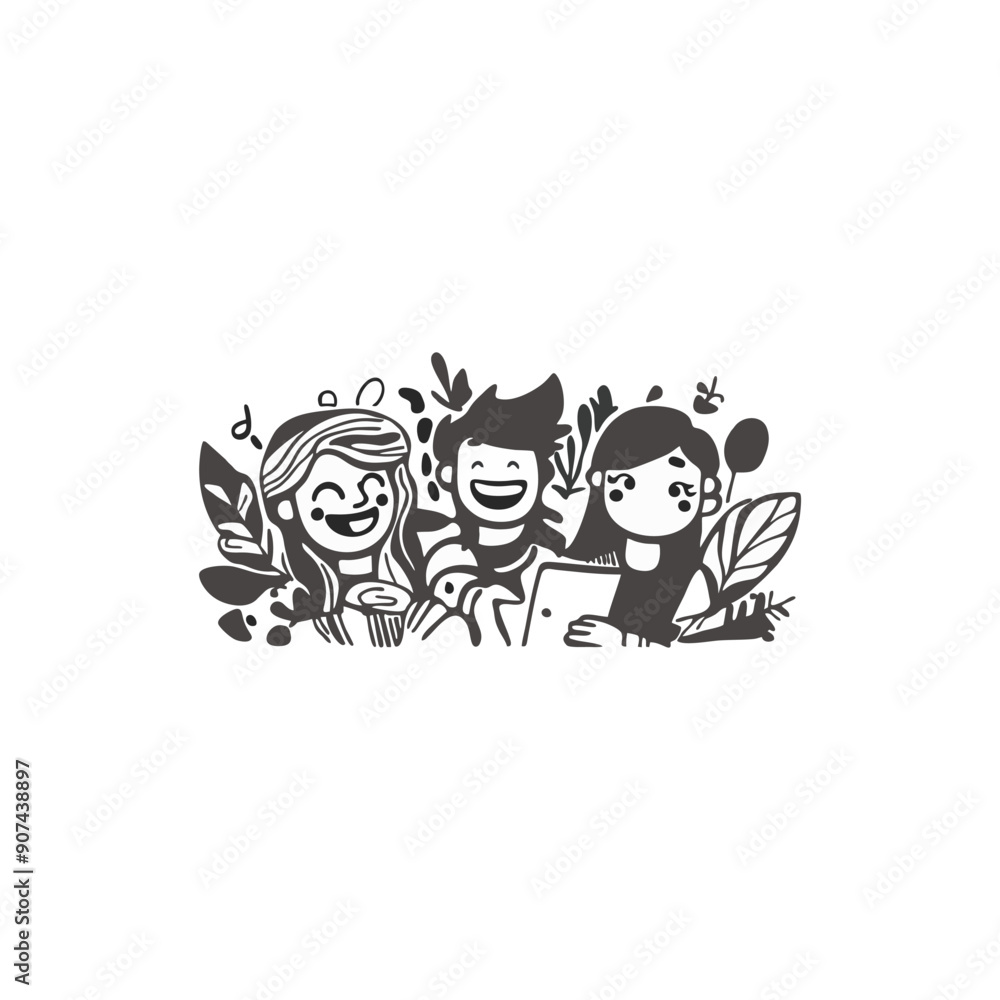 Group of happy people. Vector illustration. Isolated on white background. Group of happy people. Vector illustration. Isolated on white background.